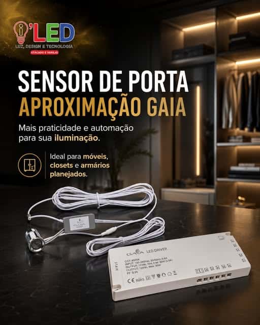 Sensor de porta por aproximação para armários — iLED Brasília